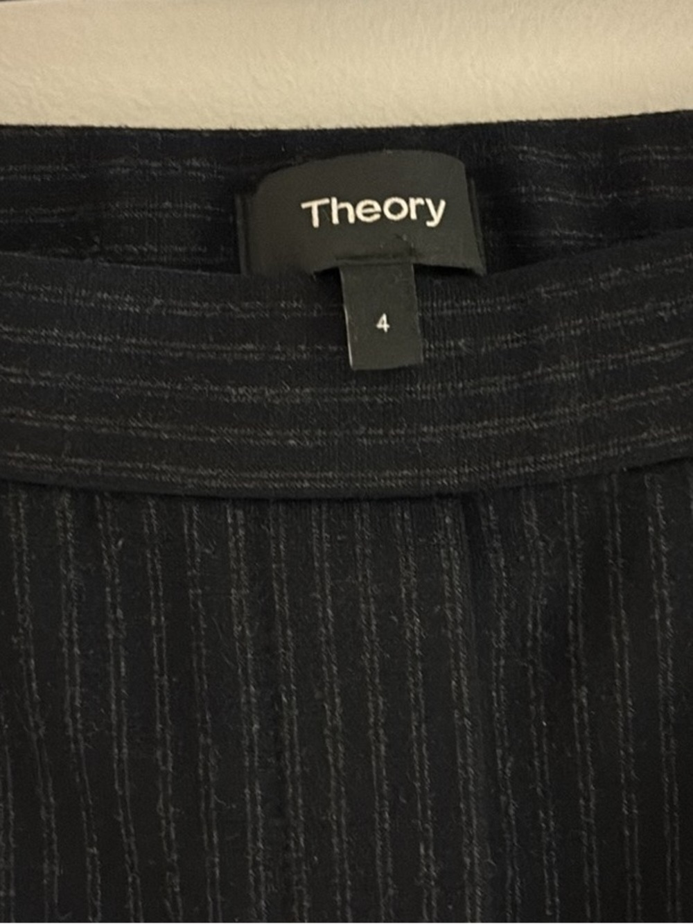 Theory Black Pinstripe Women's Straight-Leg Pants - Picture 3 of 4